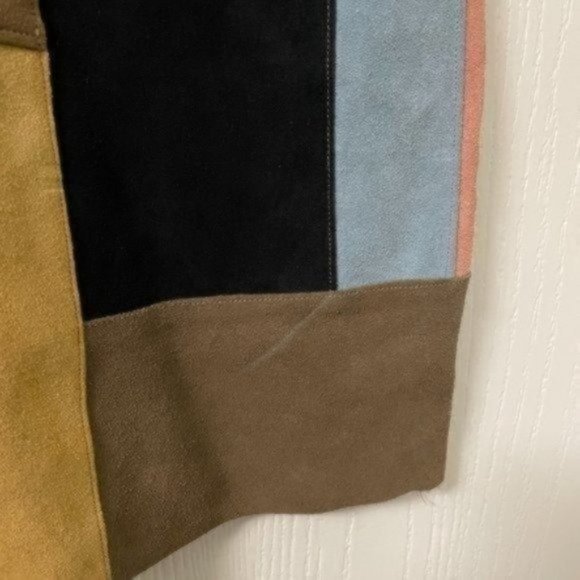 PRICE FIRM Vintage 70s Suede Patchwork Adjustable Miniskirt Mini | Size XXS-S - Picture 4 of 13